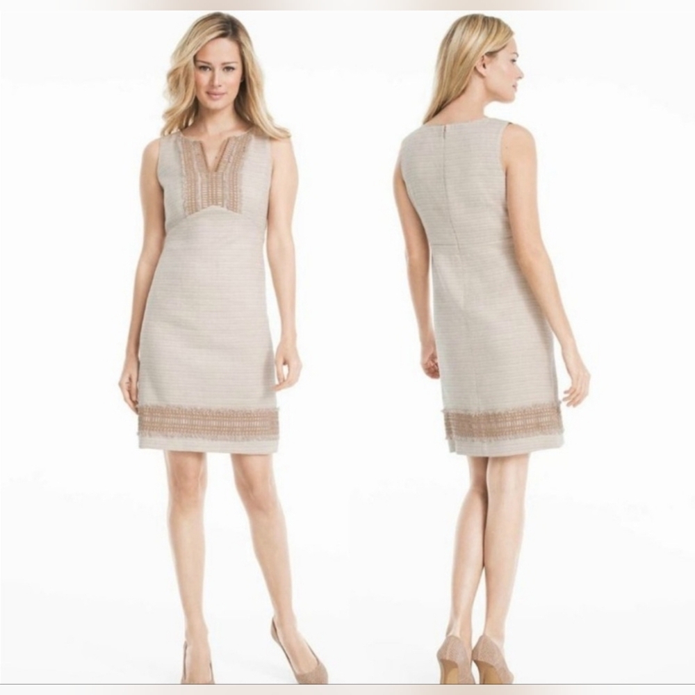 NWT White House Black Market Beige Sleeveless Suit Dress - Picture 10 of 11
